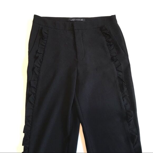 Zara Woman Ruffle Frill Trim Pants Trousers Sz XS - Picture 5 of 12